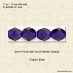 Fire Polished Beads:6mm Cobalt [50]