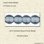 Druk Beads:3mm Montana Blue [100]