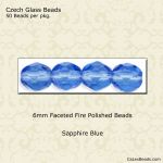 Fire Polished Beads:6mm Sapphire [50]