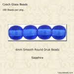 Druk Beads:4mm Sapphire [100]