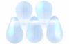 Czech Glass 6x4mm Teardrop Beads:Light Sapphire, AB/Matte [100]