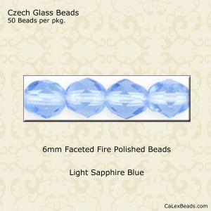 Fire Polished Beads:6mm Light Sapphire [50]