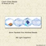 Fire Polished Beads:6mm Light Sapphire, AB [50]