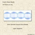 Druk Beads:3mm Light Sapphire [100]