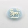 Cabochon, Resin Cameo:25x18mm Oval Blue Horse & Foal [ea]