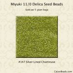 Delica 11/0:0147 Chartreuse, Silver Lined [5g]