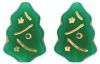 Czech Glass 17x7mm Christmas Tree Beads:Gold Inlay Opaque Green [10]