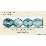 Fire Polished Beads:6mm Blue/Green, Luster [50]