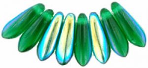 Dagger Beads 3x10mm Emerald, AB [100]