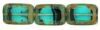8x12mm Table Cut Rectangle Beads:Teal Tortoise Picasso [ea]