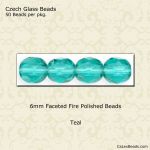 Fire Polished Beads:6mm Teal [50]