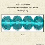 Gem Donut 9x6mm:Teal, Transparent [25]