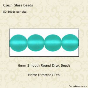 Druk Beads:6mm Teal, Matte [50]