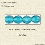 Fire Polished Beads:4mm Dark Teal [50]