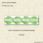 Fire Polished Beads:8mm Peridot [25]