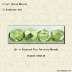 Fire Polished Beads:6mm Peridot, Mirror [50]