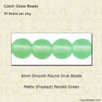 Druk Beads:6mm Peridot, Matte [50]
