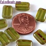 Rectangle Bead:8x12mm Olivine, Picasso [10]