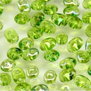 SuperDuo Beads, 2.5x5mm Olivine AB [10g]