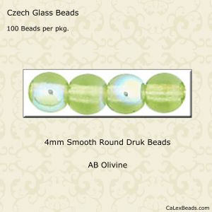 Druk Beads:4mm Olivine, AB [100]