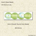 Druk Beads:4mm Olivine, AB [100]