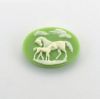 Cabochon, Resin Cameo:25x18mm Oval Green Horse & Foal [ea]