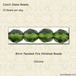 Fire Polished Beads:8mm Olivine [25]