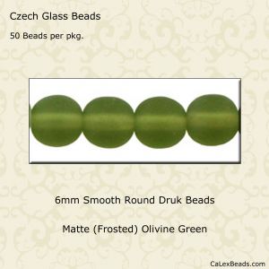 Druk Beads:6mm Olivine, Matte [50]