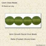 Druk Beads:6mm Olivine, Matte [50]