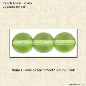 Druk Beads:8mm Olivine [25]