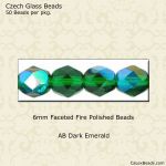 Fire Polished Beads:6mm Dark Emerald, AB [50]