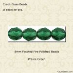 Fire Polished Bead:8mm Prairie Green [25]