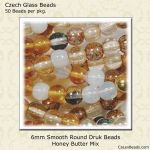 Druk Beads:6mm Honey Butter Mix [50]