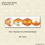 Fire Polished Beads:6mm Topaz, AB [50]