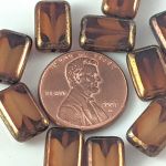 Rectangle Bead:8x12mm Smoky Topaz/White [10]