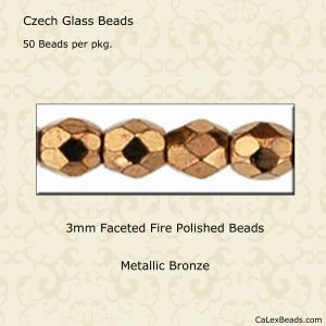 Fire Polished Beads:3mm Bronze, Metallic [50]
