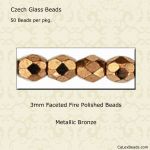 Fire Polished Beads:3mm Bronze, Metallic [50]
