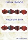 Bicone Beads, 6mm:Red/Black Swirl [50]