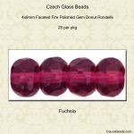 Gem Donut 4x6mm:Fuchsia, Transparent [25]