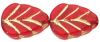 Czech Glass 8x10mm Leaf Beads:Gold Inlay Siam Ruby [25]