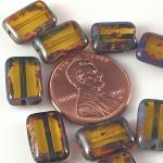 Rectangle Bead:8x12mm Fire, Opal Picasso [10]