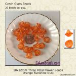 3 Petal Flower Beads:10x12mm Orange Sunshine Dust [25]