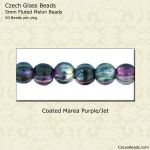 Melon Beads 5mm:Jet/Purple, Coated Marea [50]