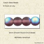 Druk Beads:6mm Amethyst, AB/Matte [50]