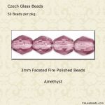 Fire Polished Beads:3mm Amethyst [50]