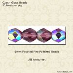 Fire Polished Beads:6mm Amethyst, AB [50]