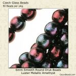 Druk Beads:6mm Amethyst, Luster Metallic [50]