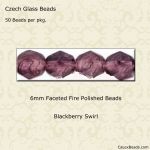 Fire Polished Beads:6mm Blackberry Swirl [50]