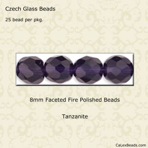 Fire Polished Beads:8mm Tanzanite [25]