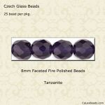 Fire Polished Beads:8mm Tanzanite [25]